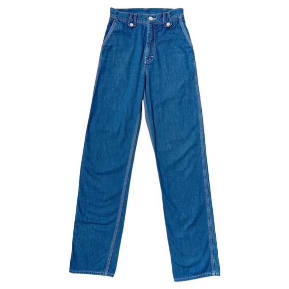 70s vintage highwaisted straight leg jeans boho long inseam faded Ziggy. - Picture 1 of 6